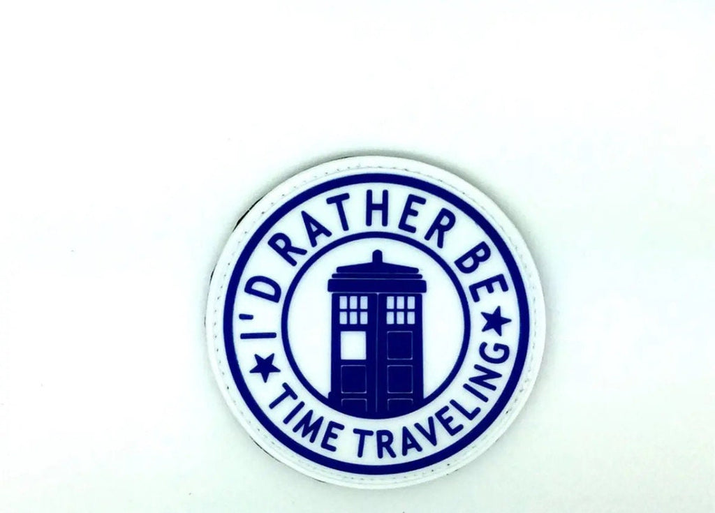 I’d Rather Be Time Traveling Dr Who Tardis Cosplay PVC Airsoft Paintball Morale Fan Patch