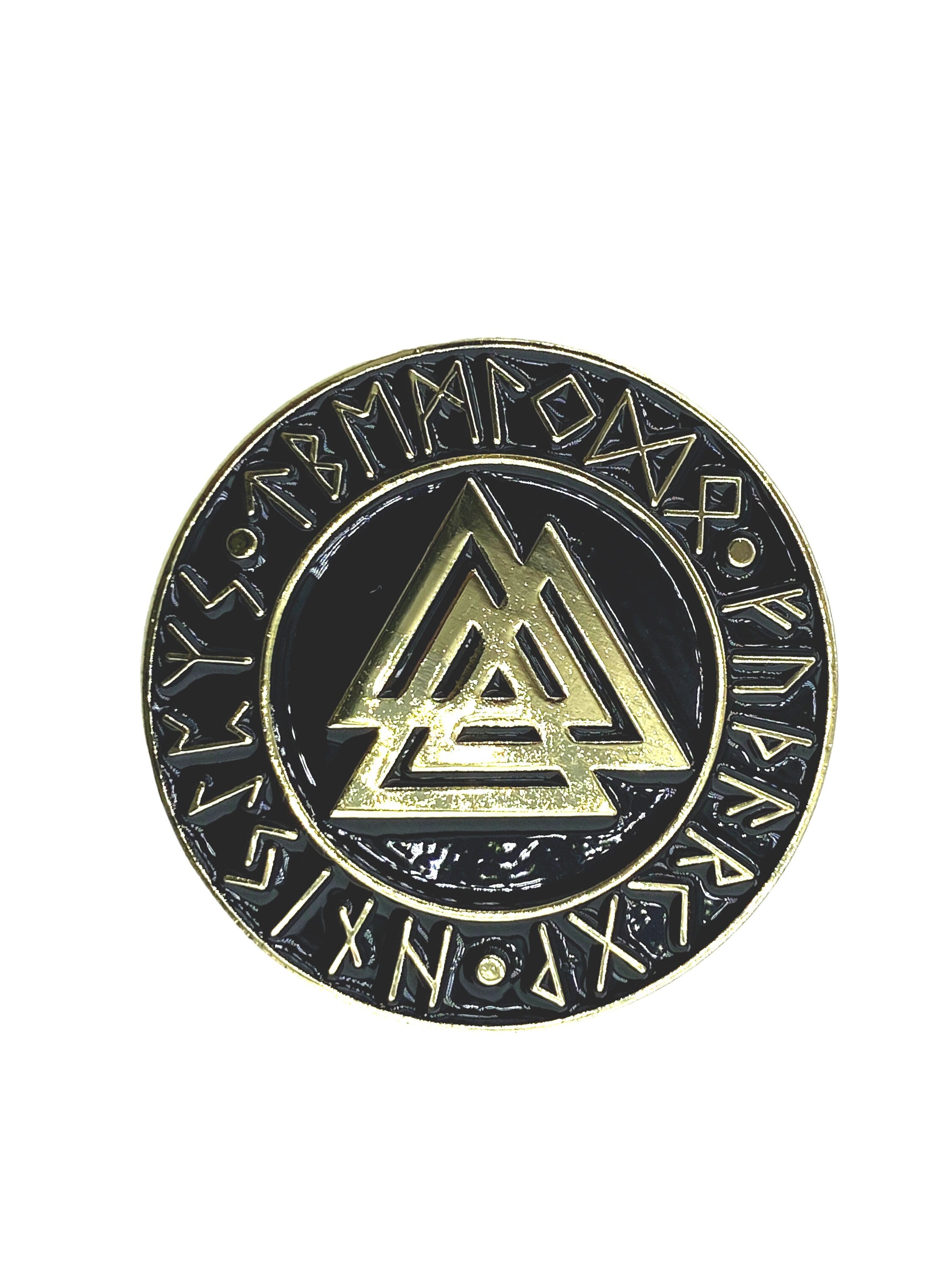 Valknut Knot Of The Slain Viking Gold Metal Pin Badge Brooch