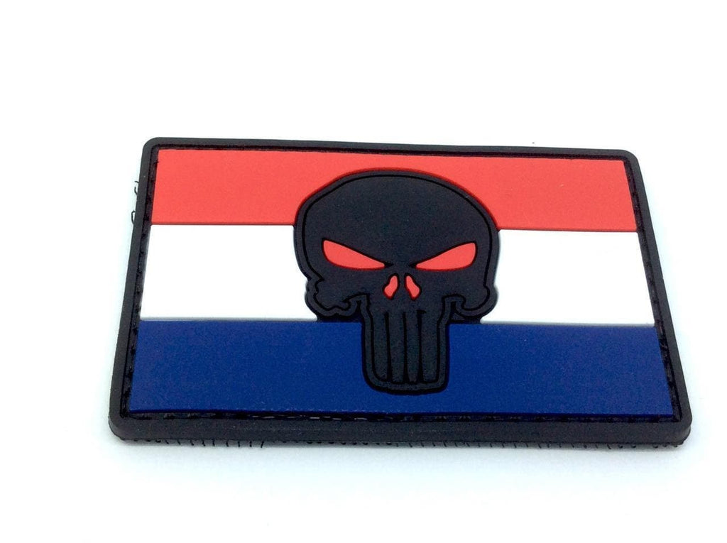 Netherlands Holland Dutch Skull Flag Airsoft Paintball PVC Morale Cosplay Team Patch