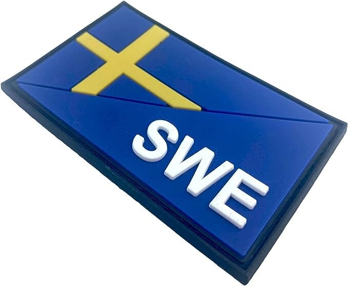 Sweden Swedish Diagonal SWE Flag Tactical PVC Airsoft Paintball Cosplay Team Patch