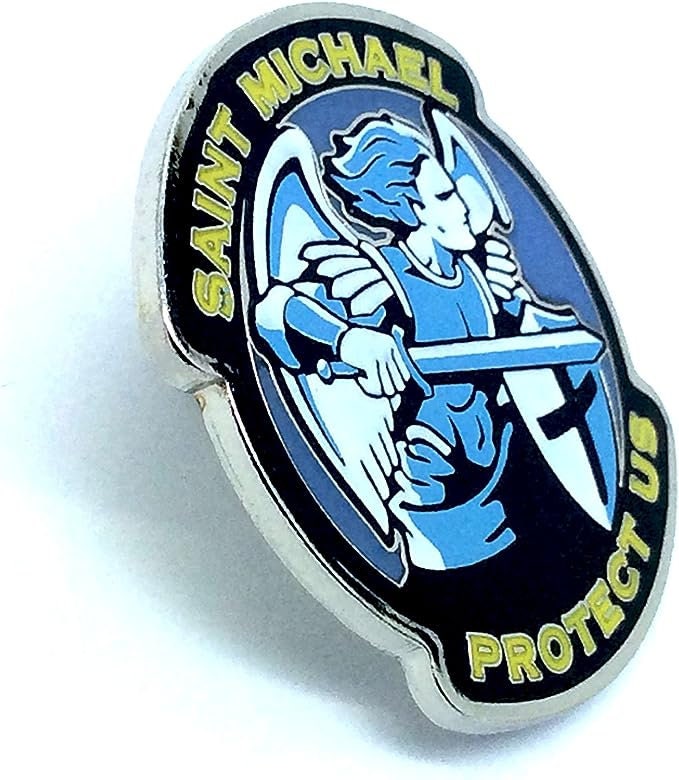 St Michael Protect Us Crusader Metal Pin Badge Brooch