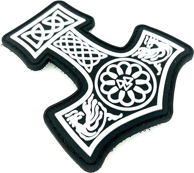 Thors Hammer Mjölnir Viking Norse PVC Airsoft Paintball Cosplay Morale Patch