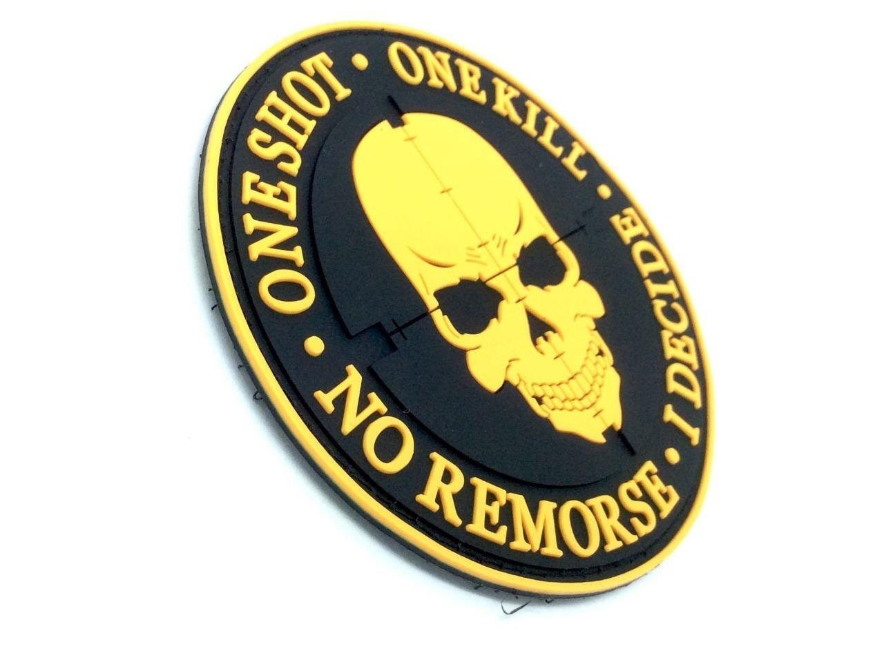 One Shot One Kill No Remorse I Decide Sniper PVC Airsoft Paintball Morale Patch