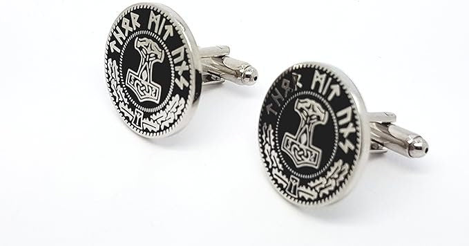 Silver Thor's Hammer Mjolnir Viking Cosplay Cufflinks in Presentation Box