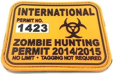 International Zombie Hunting Permit No Limit Airsoft PVC Morale Cosplay Patch