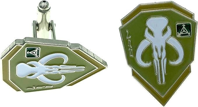 Bounty Hunter Boba Fett Bantha Skull Cosplay Metal Sci Fi Fan Cufflinks