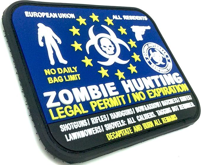 Zombie Hunting EU Legal Permit All Residents PVC Large Fridge Magnet