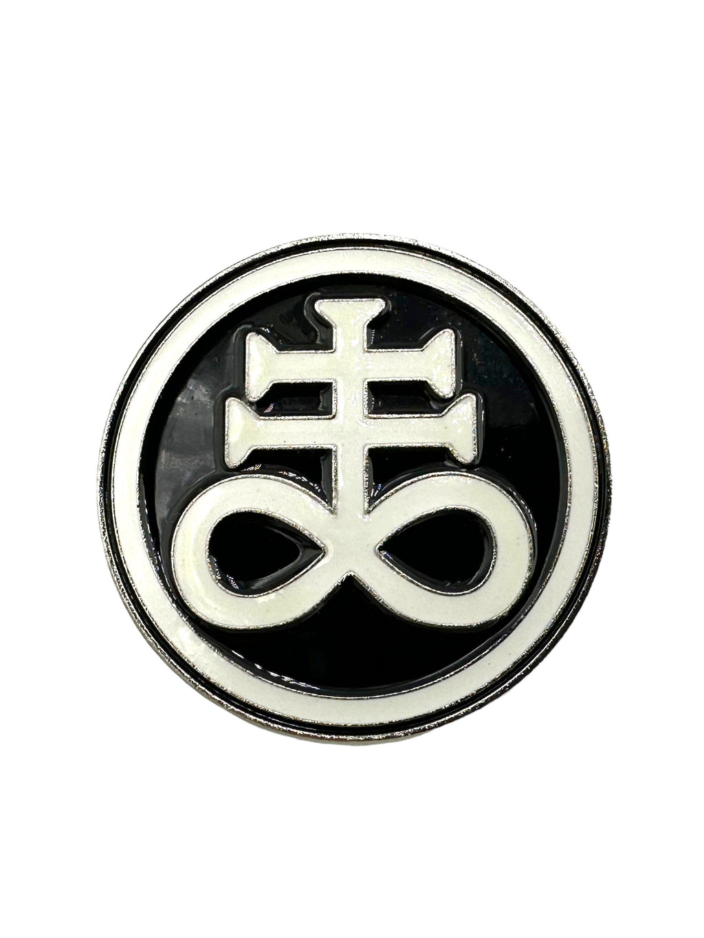 The Leviathan Cross Satan Cross Black Glow in the Dark Metal Pin Badge Brooch