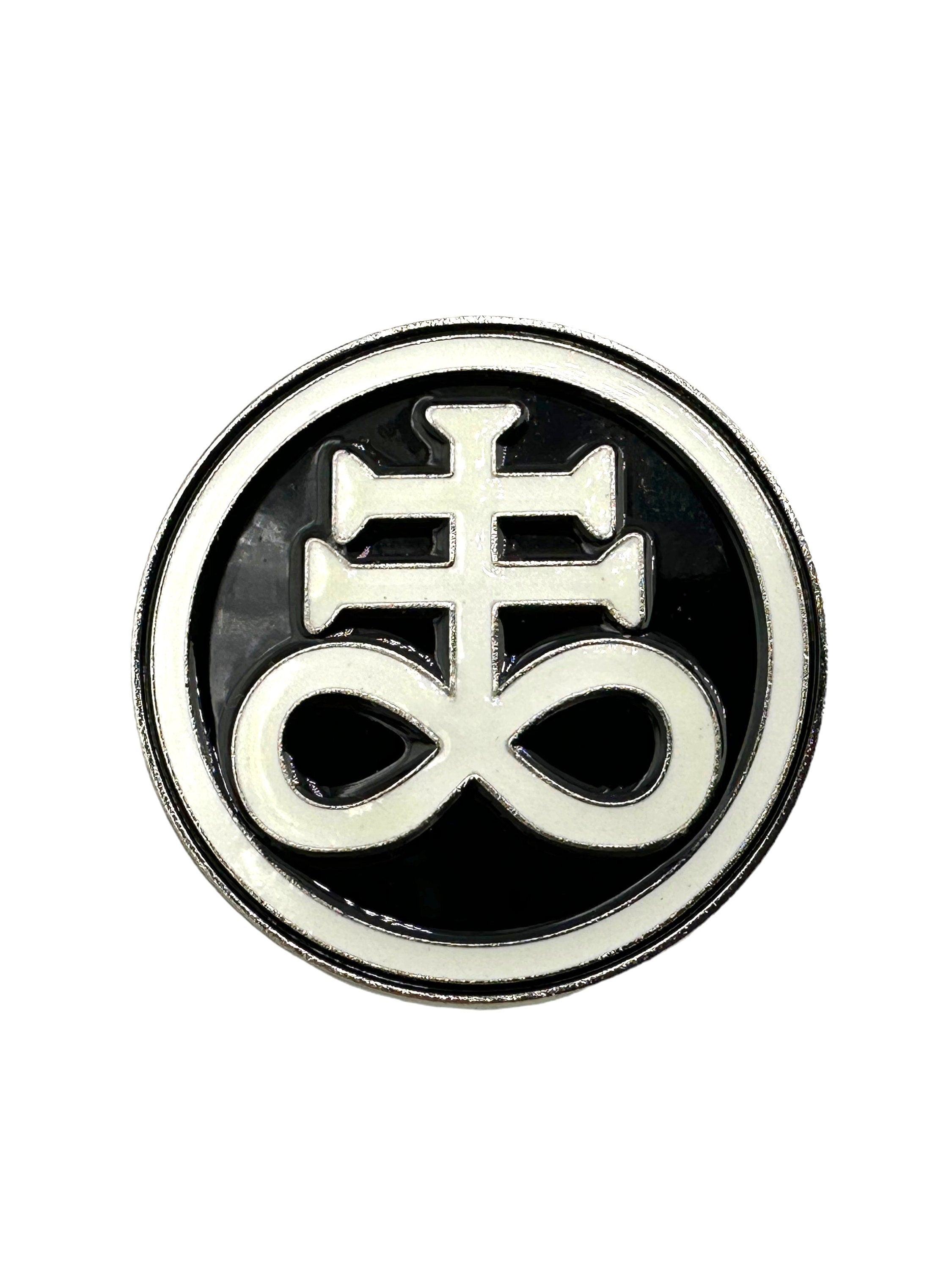 The Leviathan Cross Satan Cross Black Glow in the Dark Metal Pin Badge Brooch