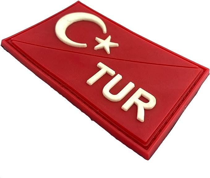 Turkey Turkish Diagonal Red TUR Glow in the Dark Flag Tactical PVC Airsoft Paintball Cosplay Team Patch