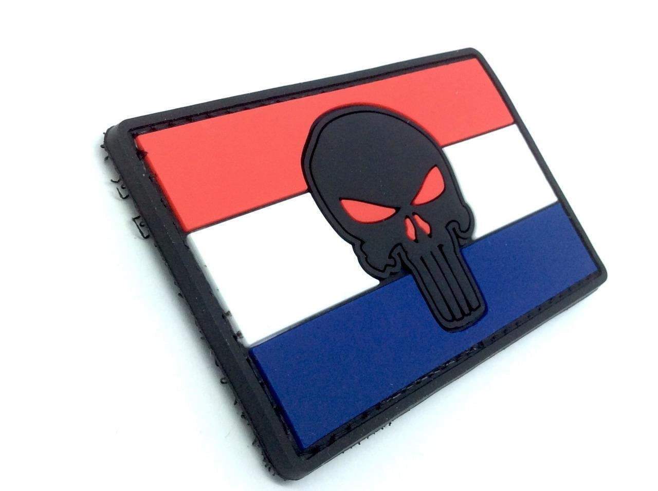 Netherlands Holland Dutch Skull Flag Airsoft Paintball PVC Morale Cosplay Team Patch