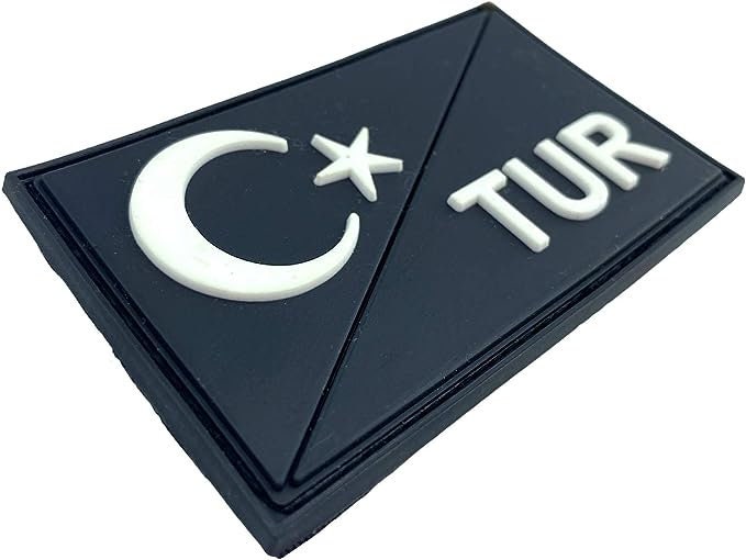 Turkey Turkish Diagonal Black TUR Glow in the Dark Flag Tactical PVC Airsoft Paintball Cosplay Team Patch