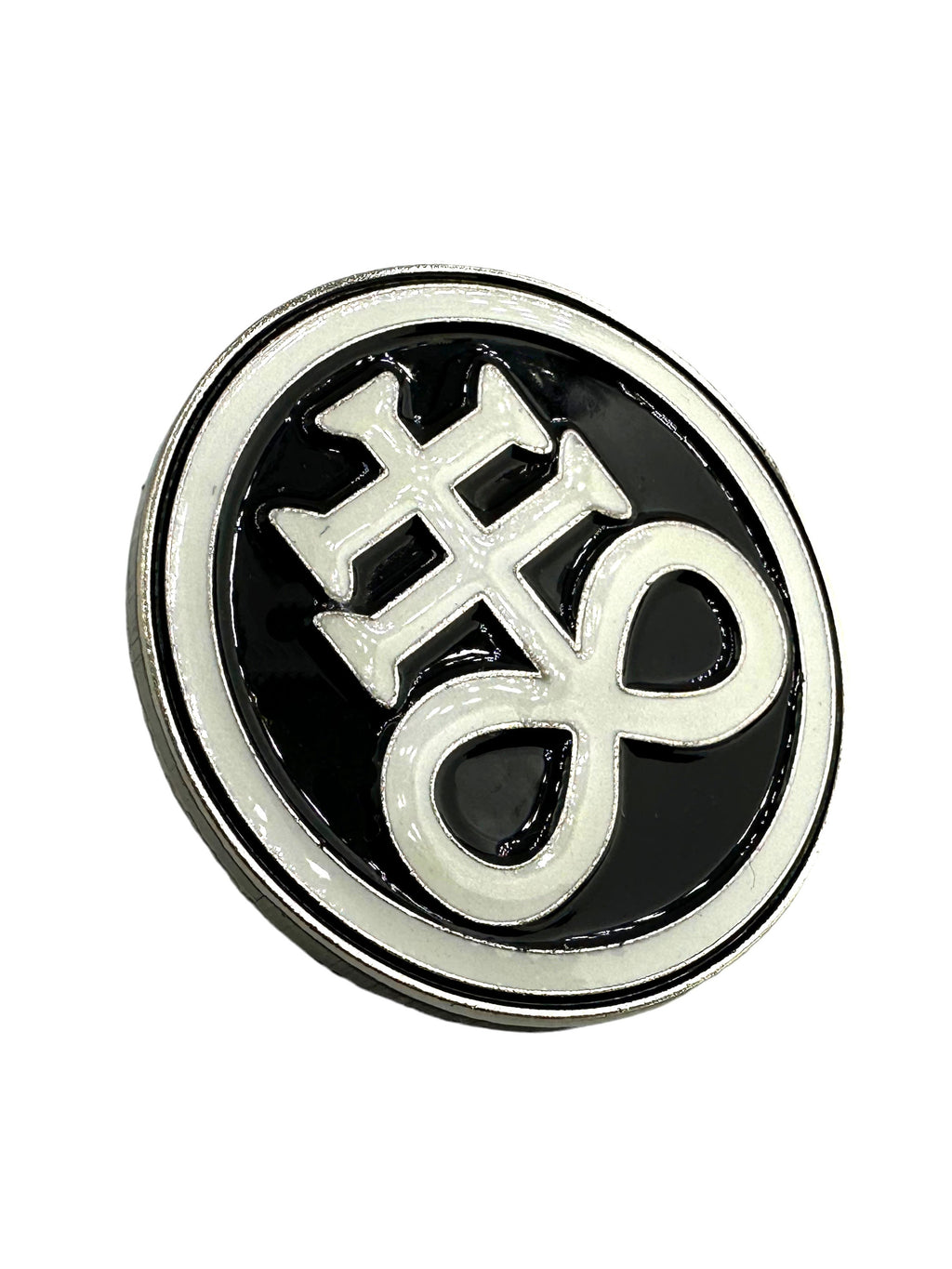 The Leviathan Cross Satan Cross Black Glow in the Dark Metal Pin Badge Brooch