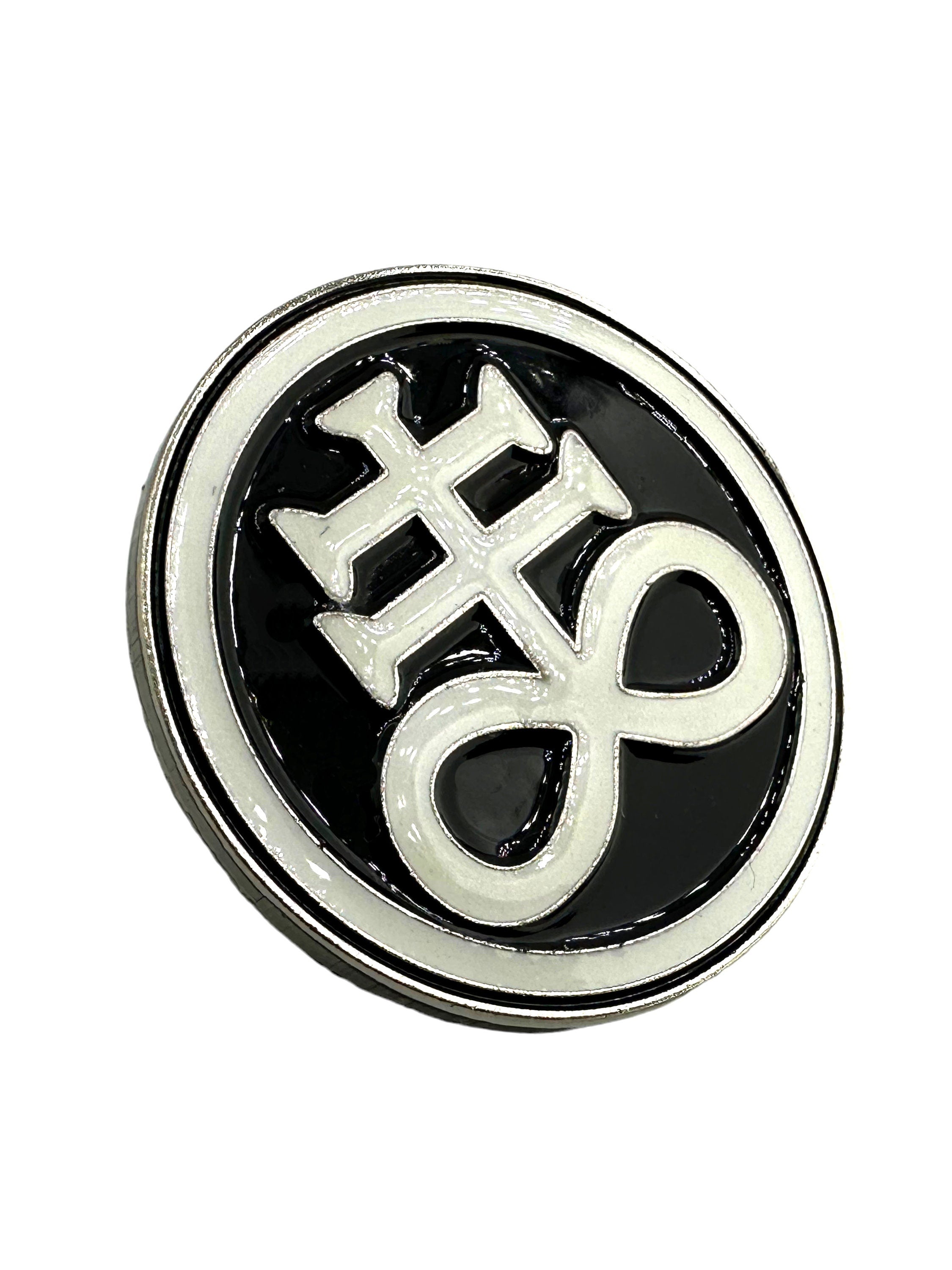 The Leviathan Cross Satan Cross Black Glow in the Dark Metal Pin Badge Brooch