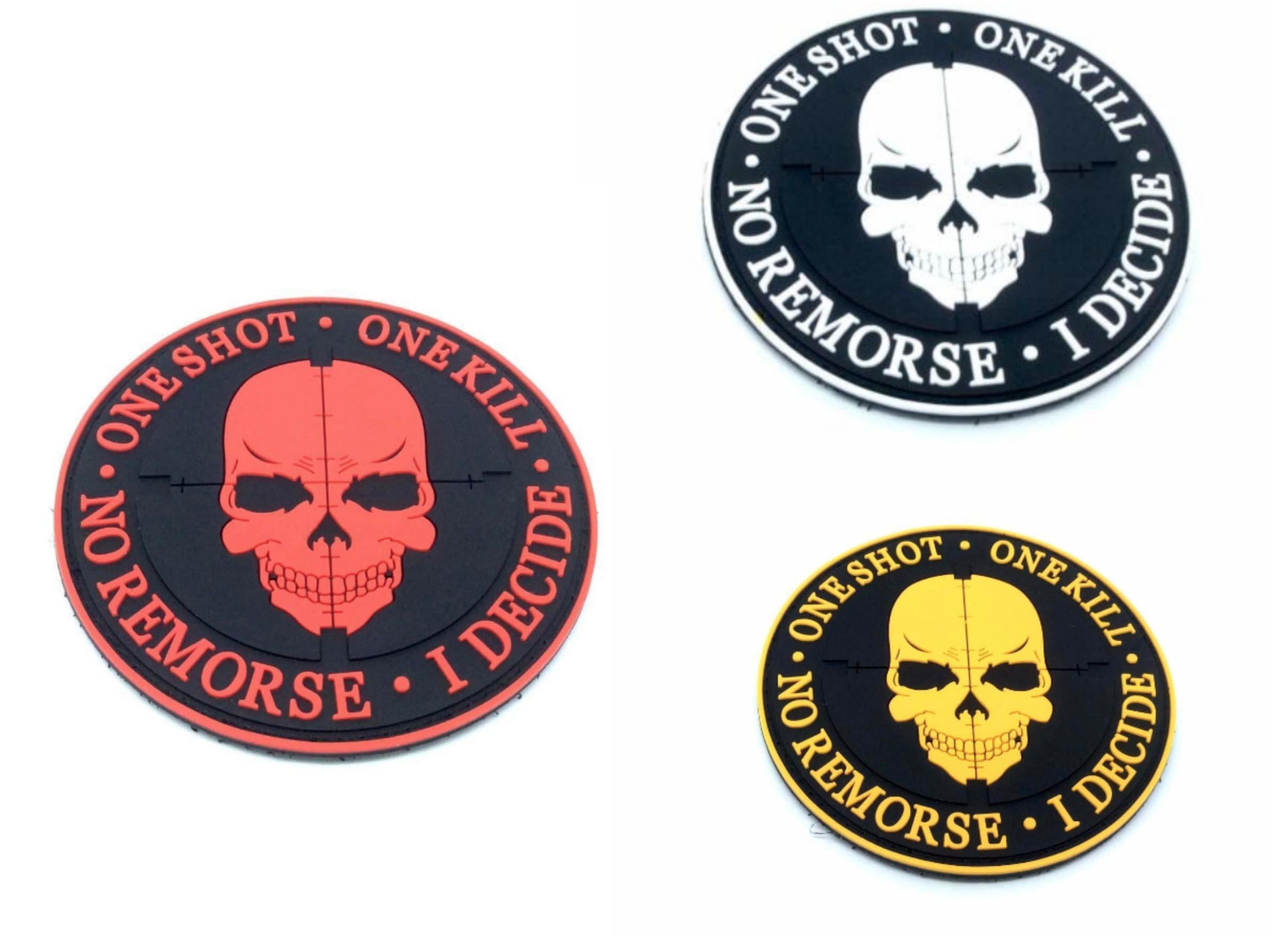 One Shot One Kill No Remorse I Decide Sniper PVC Airsoft Paintball Morale Patch