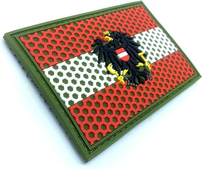 Austria Austrian Österreich Mesh Crest Flag Airsoft Paintball PVC Morale Team Patch