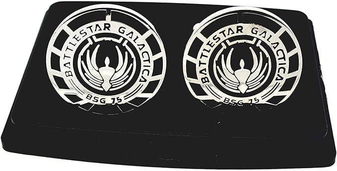 Silver Battlestar Galactica BSG 75 Officer Sci Fi Cosplay Cufflinks in Presentation Box
