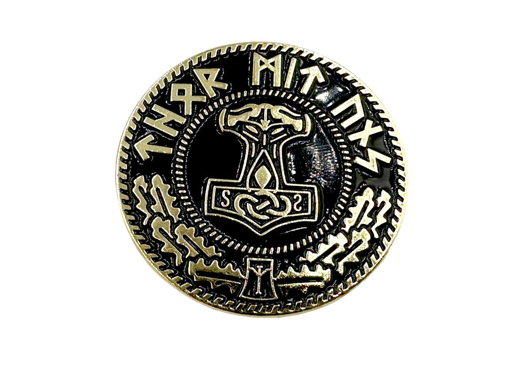 Thors Hammer Mjolnir Viking Norse Rune Metal Pin Badge Brooch