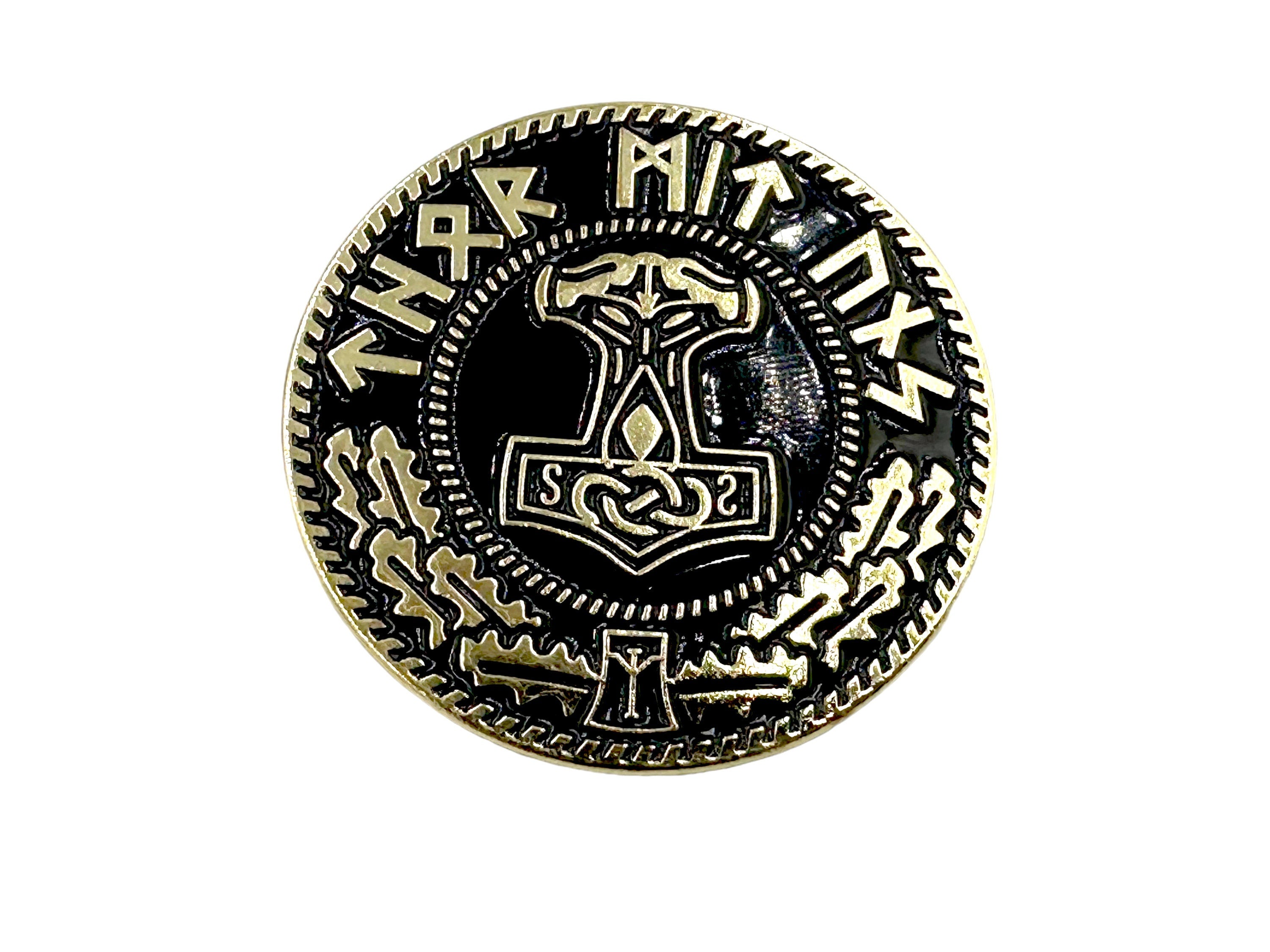 Thors Hammer Mjolnir Viking Norse Rune Metal Pin Badge Brooch