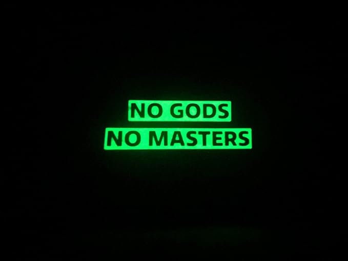 No Gods No Masters Glow in the Dark PVC Airsoft Paintball Cosplay Morale Patch