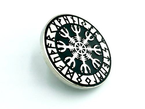 Aegishjalmr Viking Helm of Awe Terror Protection Norse Rune Viking Silver Metal Pin Badge Brooch