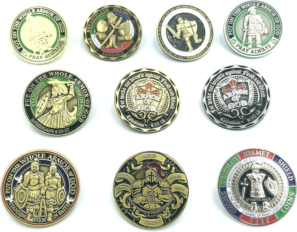 10 Pack Collection Put on the Full Armor of God Masonic Mason Cosplay Metal Pin Badge Brooch in Gift Box