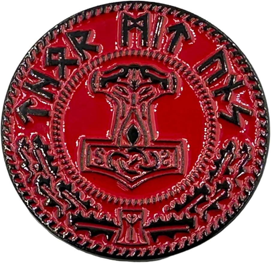 Thor's Hammer Mjolnir Viking Rune Metal Pin Badge Brooch