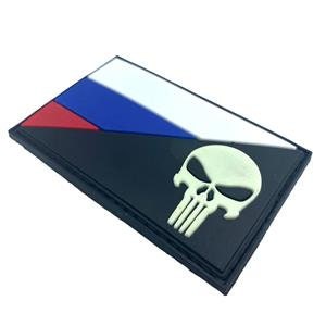 Russia Russian Pоссия Skull Glow in the Dark Flag Airsoft Paintball PVC Morale Cosplay Patch