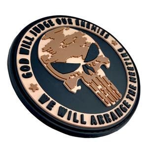 God Will Judge Our Enemies Camo Skull PVC Airsoft Paintball Cosplay Morale Patch
