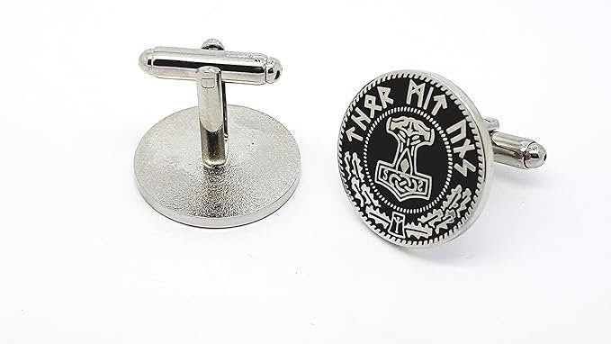 Silver Thor's Hammer Mjolnir Viking Cosplay Cufflinks in Presentation Box