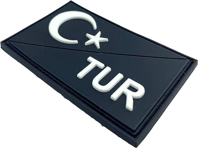 Turkey Turkish Diagonal Black TUR Glow in the Dark Flag Tactical PVC Airsoft Paintball Cosplay Team Patch