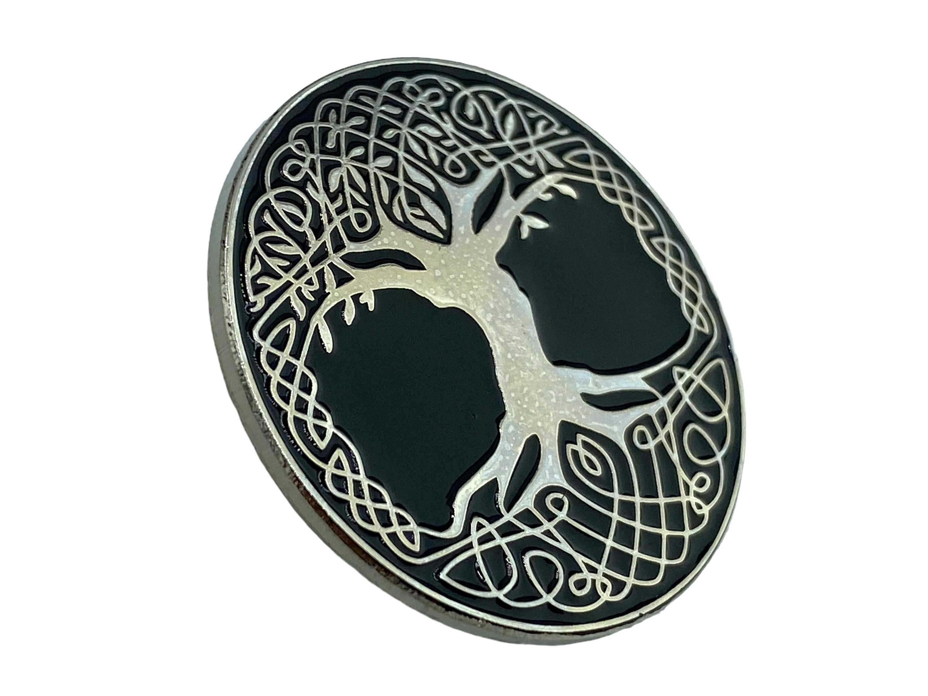 Tree Of Life Rune Norse Viking Silver Metal Pin Badge Brooch