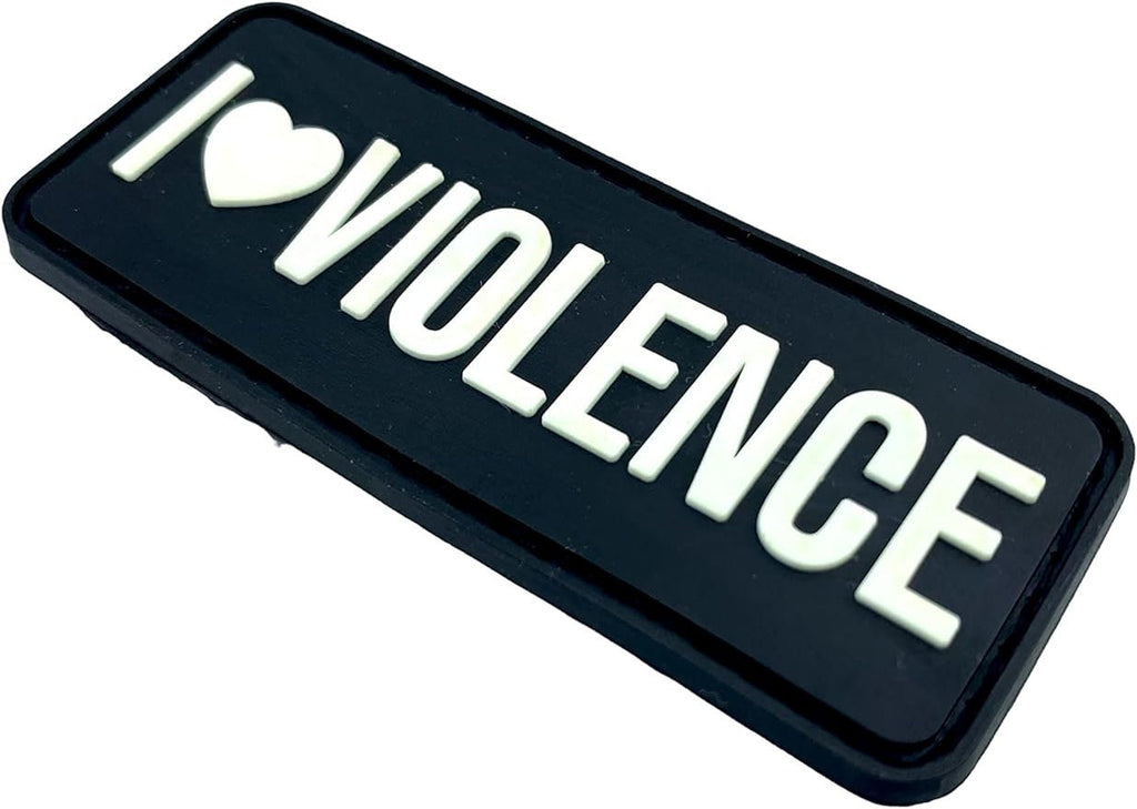 I Love Violence Glow in The Dark Tactical Airsoft Paintball PVC Morale Biker Patch