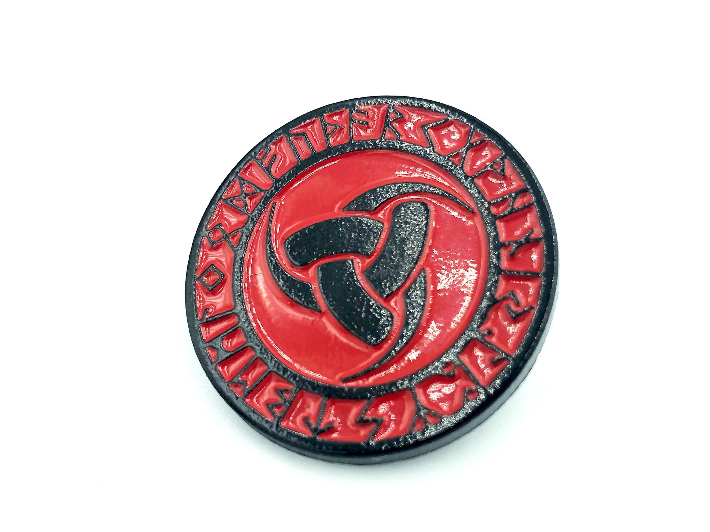 The Triple Horn of Odin The Horn Triskelion Norse Rune Viking Red Metal Pin Badge Brooch