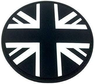Black Subdued Round Union Jack Cosplay PVC Airsoft Paintball Morale Biker Patch