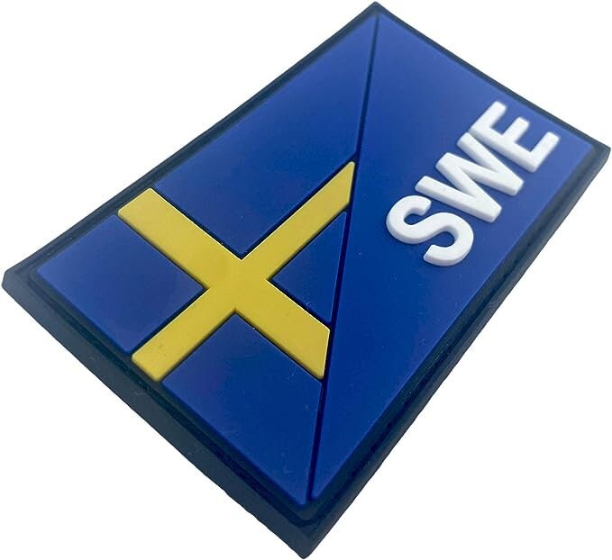Sweden Swedish Diagonal SWE Flag Tactical PVC Airsoft Paintball Cosplay Team Patch