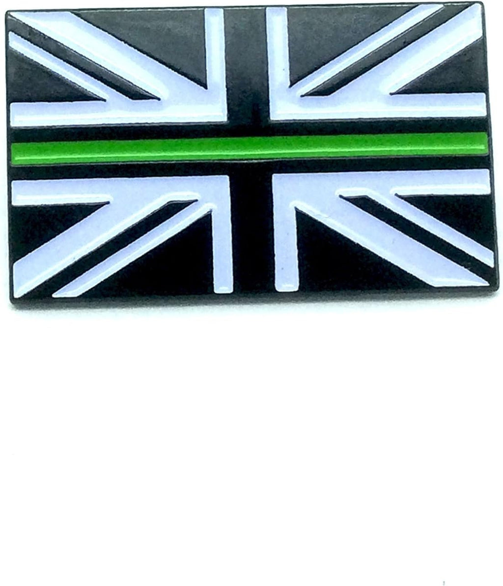 Thin Green Line Union Jack Ambulance Service Medic Metal Pin Badge Brooch