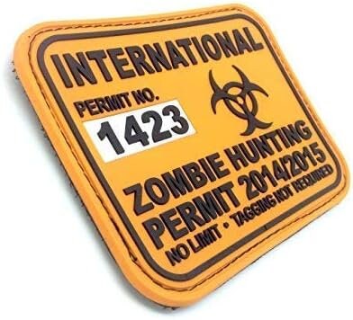 International Zombie Hunting Permit No Limit Airsoft PVC Morale Cosplay Patch