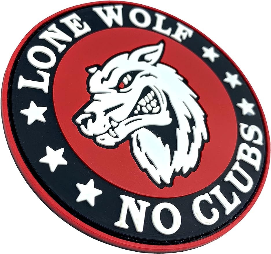 Lone Wolf No Clubs Biker PVC Airsoft Paintball Cosplay Morale Patch