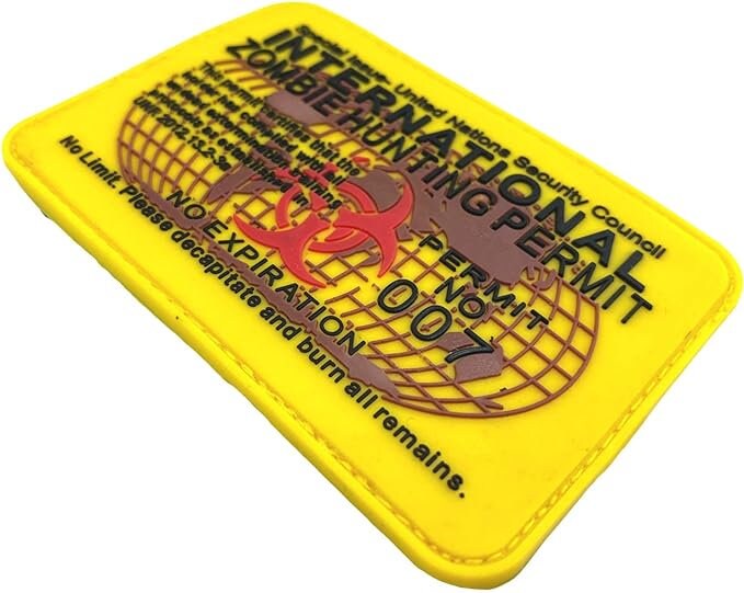 International Zombie Hunting Permit No Expiration Airsoft PVC Morale Cosplay Patch