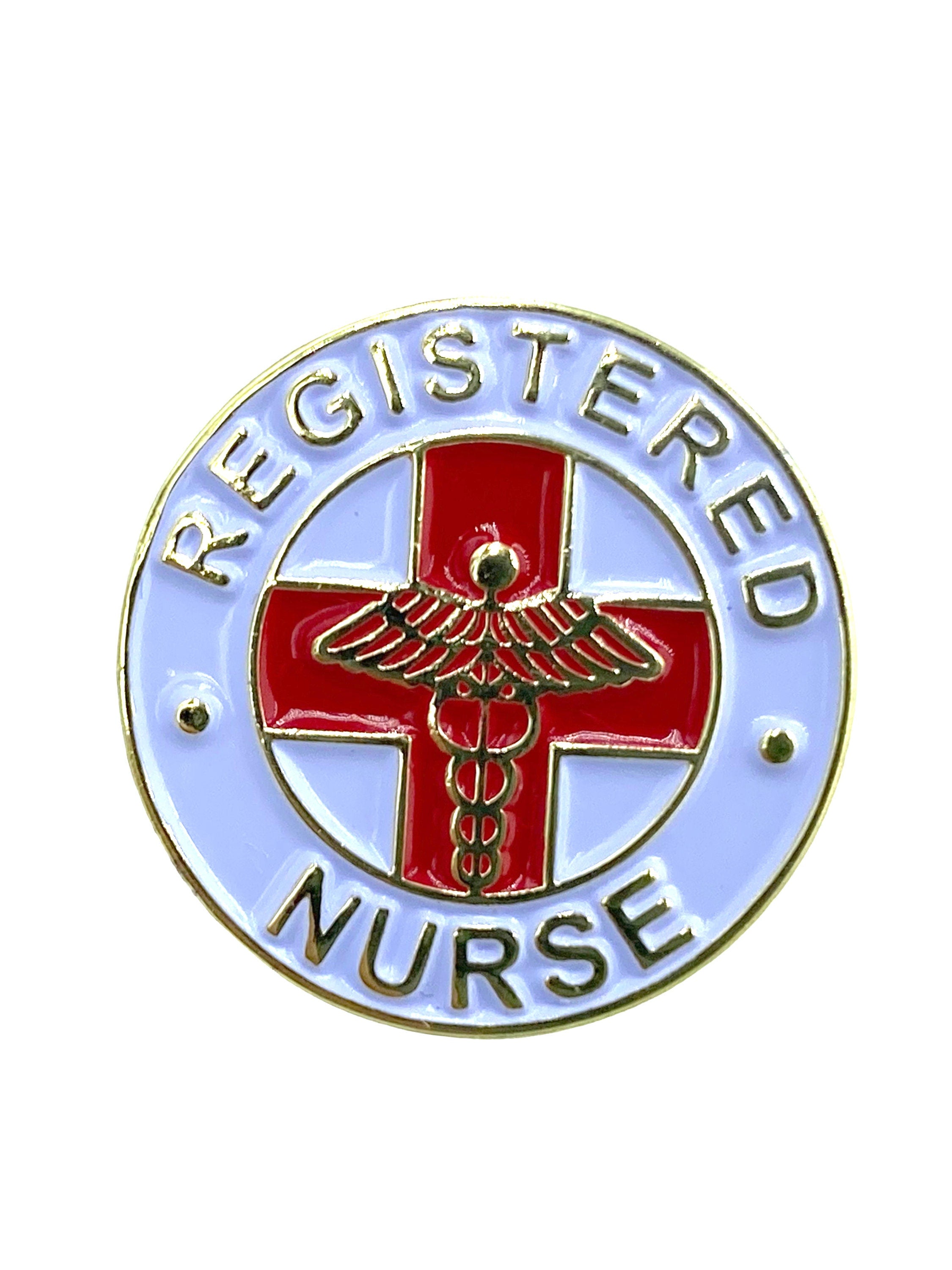Registered Nurse Paramedic Medic Red Round Lapel Pin Badge Brooch