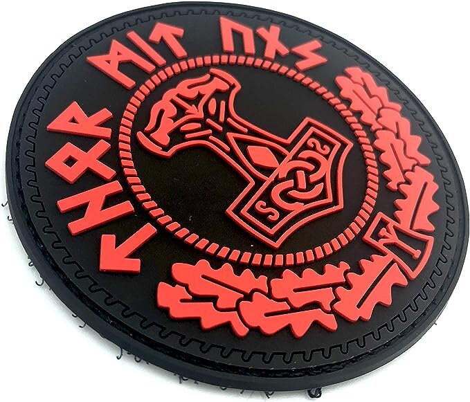 Thor's Hammer Mjolnir Norse Rune Viking PVC Airsoft Paintball Morale Patch