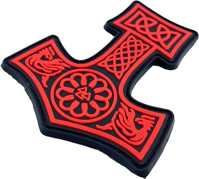 Thors Hammer Mjölnir Viking Norse PVC Airsoft Paintball Cosplay Morale Patch