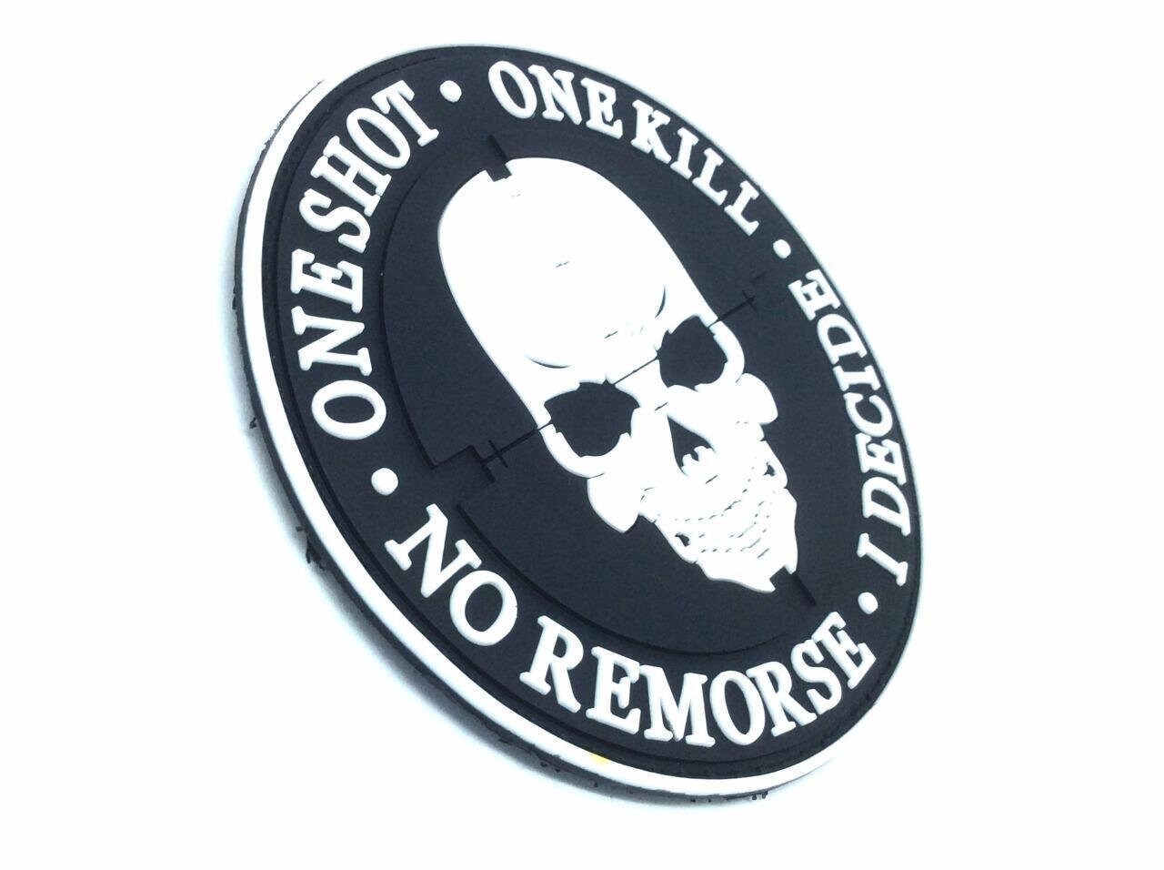 One Shot One Kill No Remorse I Decide Sniper PVC Airsoft Paintball Morale Patch