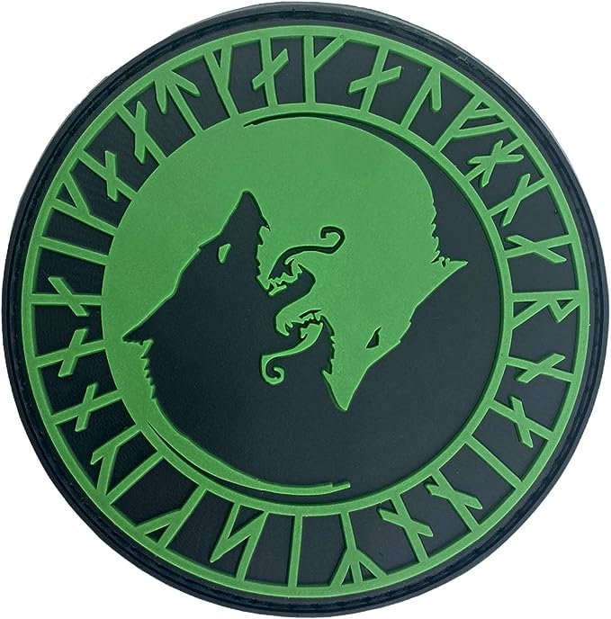 Viking Wolf Geri and Freki Norse Rune PVC Airsoft Paintball Cosplay Morale Patch