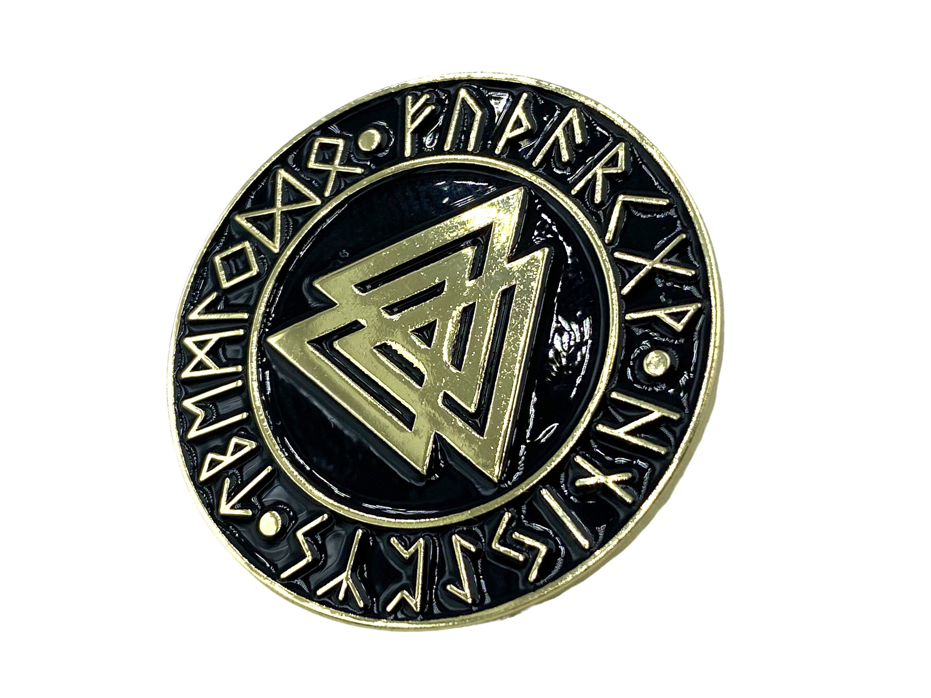 Valknut Knot Of The Slain Viking Gold Metal Pin Badge Brooch