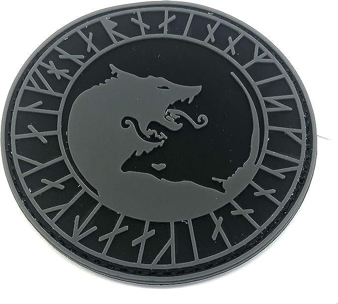 Viking Wolf Geri and Freki Norse Rune PVC Airsoft Paintball Cosplay Morale Patch