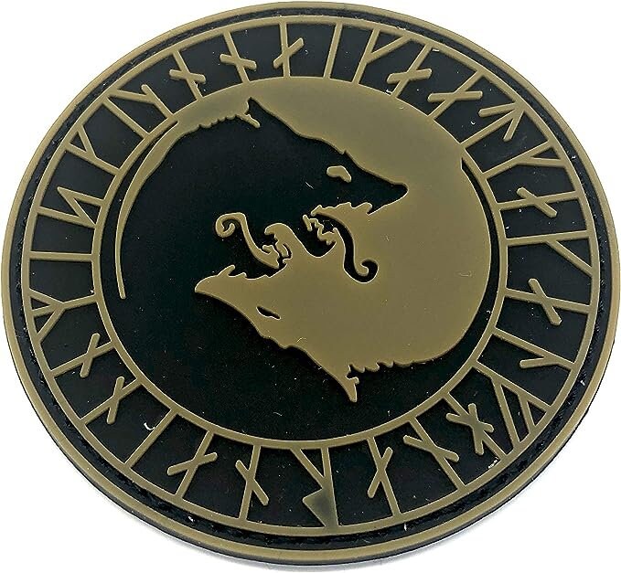 Viking Wolf Geri and Freki Norse Rune PVC Airsoft Paintball Cosplay Morale Patch