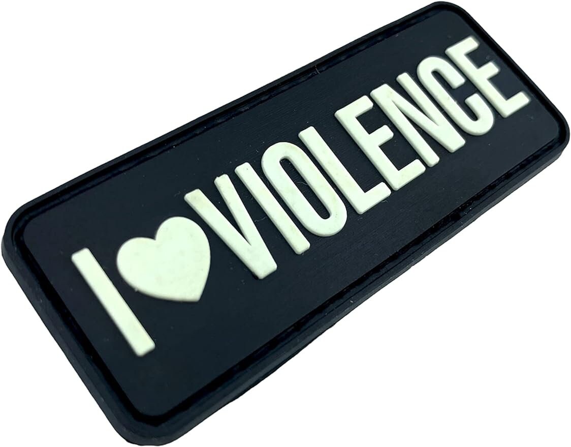 I Love Violence Glow in The Dark Tactical Airsoft Paintball PVC Morale Biker Patch