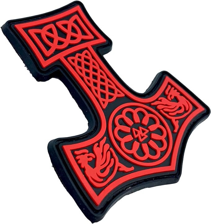Thors Hammer Mjölnir Viking Norse PVC Airsoft Paintball Cosplay Morale Patch